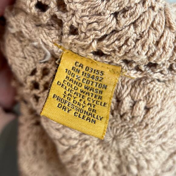 April Cornell Vintage Crochet Vest Beige 100% Cotton Sz Large - Picture 9 of 10